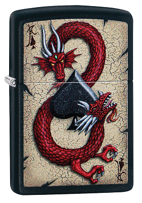 Зажигалка ZIPPO Dragon Ace с покрытием Black Matte, латунь/сталь, чёрная, матовая, 38x13x57 мм (Черный)