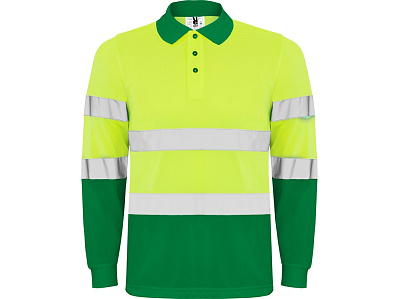 Рубашка поло со светоотражающими полосами Polaris с длинным рукавом, мужская (Садовый зеленый/неоновый желтый)