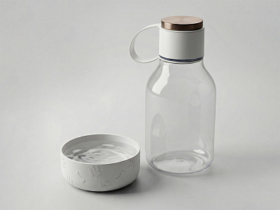 Бутылка для воды 2-в-1 Dog Bowl Bottle со съемной миской для питомцев, 1500 мл (Белый)