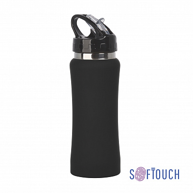 Бутылка для воды "Индиана" 600 мл, покрытие soft touch  (Черный)