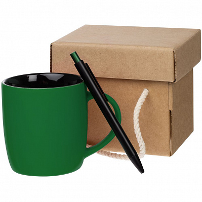 Набор Color Block: кружка и ручка  с черным (Зеленый)
