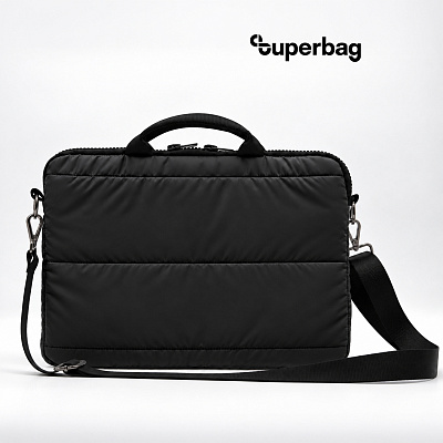 Сумка для ноутбука Superbag Bubble, стёганая, на молнии, с регулируемой лямкой (черный) (Чёрный)