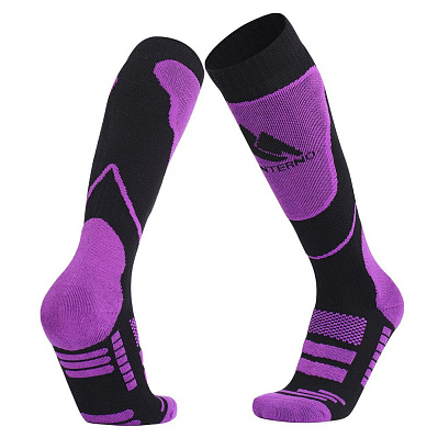 Термоноски высокие Monterno Sport, черные с фиолетовым (Фиолетовый)