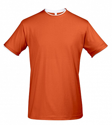 Футболка мужская с контрастной отделкой Madison 170 /белый (Оранжевый)