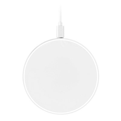 Беспроводное зарядное устройство с подсветкой 15W Аурис (Auris), белое