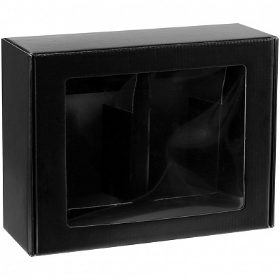 Коробка с окном Visible с ложементом под кружки, черная (Черный)