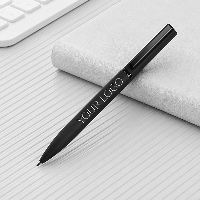 Ручка шариковая металлическая Siegfried Silver soft-touch с зеркальным слоем (Чёрный)