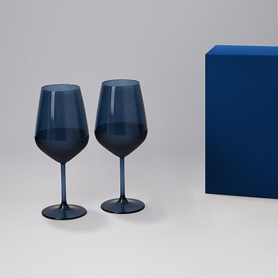 Подарочный набор 2 бокала для вина Сапфир (Sapphire) в синей коробке (Синий)