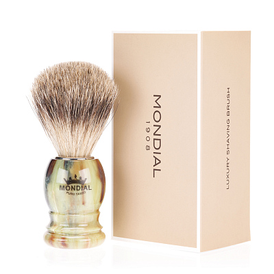 Помазок для бритья Mondial, пластик, ворс барсука, рукоять - цвет оникс