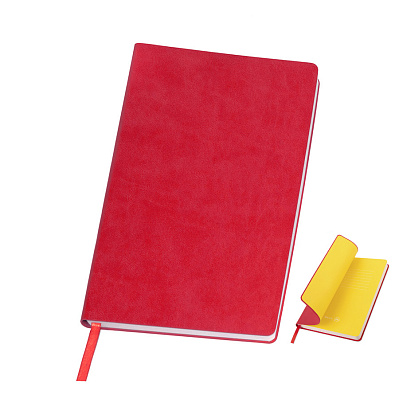 Бизнес-блокнот "Funky", 130*210 мм , желтый форзац, мягкая обложка, блок-линейка (Красный)