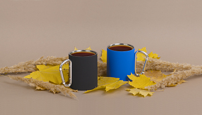 Кружка с карабином "Юта" 300 мл, покрытие soft touch, синий