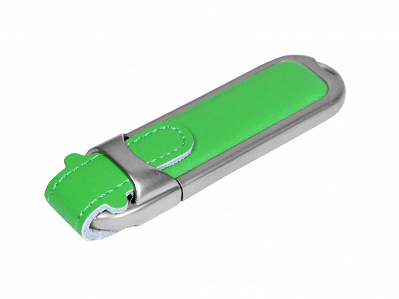 USB 2.0- флешка на 32 Гб с массивным классическим корпусом (Зеленый/серебристый)