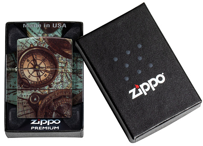 Зажигалка ZIPPO Compass Design с покрытием 540 Matte, латунь/сталь, разноцветная, 38x13x57 мм