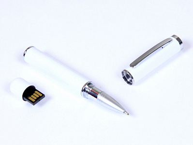 USB 2.0- флешка на 16 Гб в виде ручки с мини чипом (Белый)