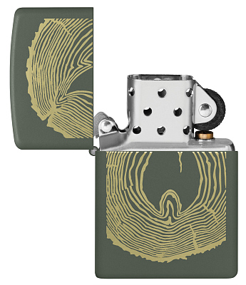 Зажигалка ZIPPO Wood Ring с покрытием Green Matte, латунь/сталь, зеленая, матовая, 38x13x57 мм