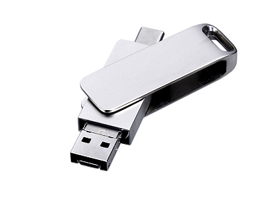 USB 2.0-флешка на 64 Гб 3-в-1 с разъемами Micro USB и USB-C (Серебристый)