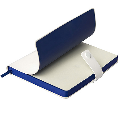 Набор подарочный : кружка, блокнот, ручка, коробка, стружка, белый с синим (Темно-синий, белый)