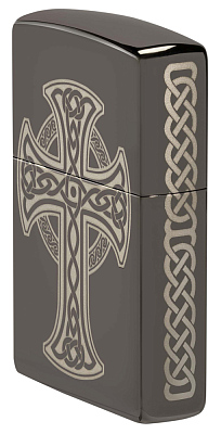 Зажигалка ZIPPO Celtic Cross Design с покрытием Black Ice®, латунь/сталь, черная, 38x13x57 мм