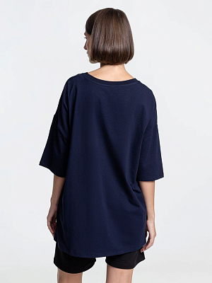 Футболка унисекс оверсайз Crosstown, темно-синяя