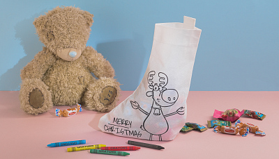 Мешок-раскраска "Merry christmas" с восковыми мелками, белый