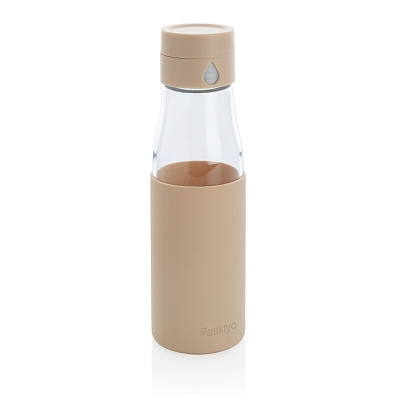 Стеклянная бутылка для воды Ukiyo с силиконовым держателем, 600 мл (Коричневый;)