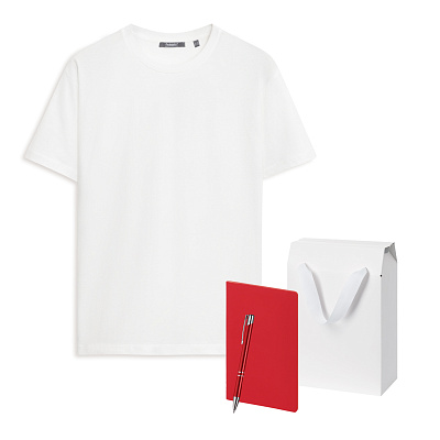 Набор с одеждой KRIS (футболка, блокнот, ручка), белый, XL (Белый, красный)