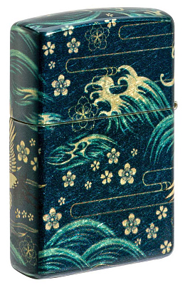 Зажигалка ZIPPO Eastern с покрытием 540 Tumbled Brass, латунь/сталь, зеленая, 38x13x57 мм