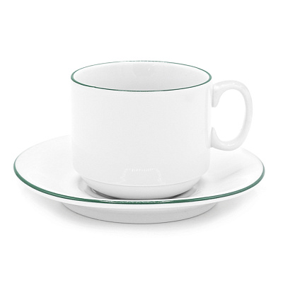 Чайная пара фарфоровая  220см³ экспресс Палитра , в коробке (Зеленый)