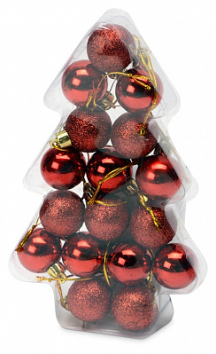 Набор новогодних шаров в футляре-елочке (Красный)