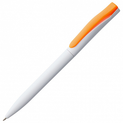 Ручка шариковая Pin, белая с оранжевым (Оранжевый)