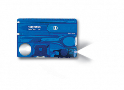 Швейцарская карточка SwissCard Lite, 13 функций (Полупрозрачный синий)