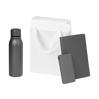 Подарочный набор Sorento  (термобутылка, ежедневник, аккумулятор) (Серый)