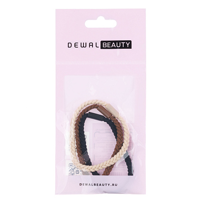 Резинки для волос Dewal Beauty, цвет бежевый/коричневый/черный (3шт.)