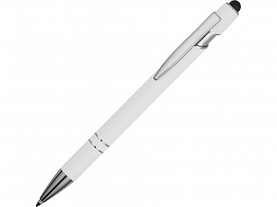 Ручка-стилус металлическая шариковая Sway soft-touch (Белый/серебристый)