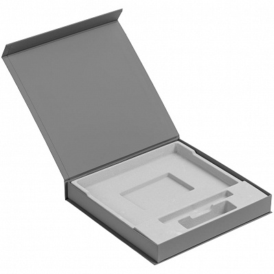 Коробка Memoria под ежедневник, аккумулятор и ручку, серая (Серый)
