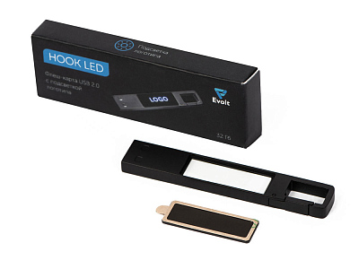 USB 2.0- флешка на 32 Гб c подсветкой логотипа Hook LED
