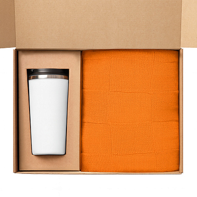 Подарочный набор Palermo, Cella, оранжевый (плед, термокружка)