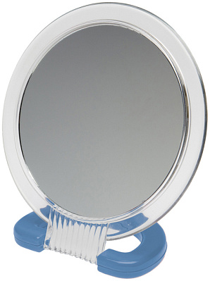 Зеркало Dewal Beauty настольное, в прозрачной оправе, на пл.подставке синего цвета,230x154 мм. (Прозрачный)