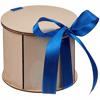 Коробка Drummer, круглая, с синей лентой (Синий)