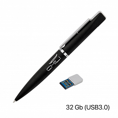 Ручка шариковая "Callisto" с флеш-картой 32Gb (USB3.0), покрытие soft touch  (Черный)