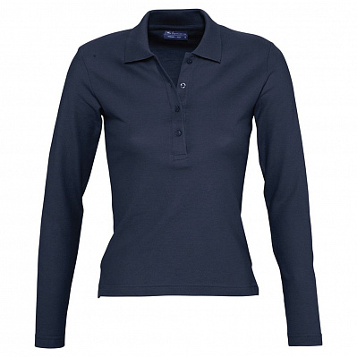 Рубашка поло женская с длинным рукавом Podium 210 темно-синяя (Темно-синий)