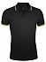 Рубашка поло мужская Pasadena Men 200 с контрастной отделкой, черная с зеленым - Фото 1