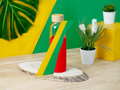 Стеклянная бутылка для воды в силиконовом чехле Refine