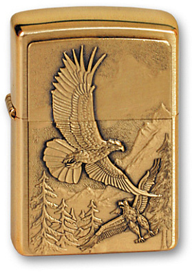 Зажигалка ZIPPO Eagles, с покрытием Brushed Brass, латунь/сталь, золотистая, матовая, 38x13x57 мм (Золотистый)