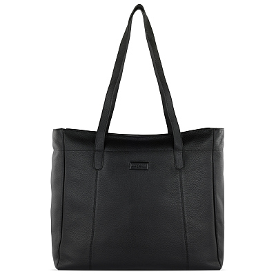 Сумка дорожная женская BUGATTI Elsa, чёрная, воловья кожа/полиэстер, 57х15х37 см