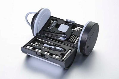 Набор инструментов "Pod" с фонарем, черный с серым