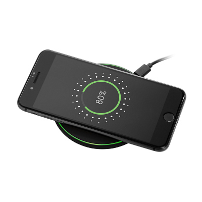 Беспроводное зарядное устройство с подсветкой 15W Аурис (Auris), черное