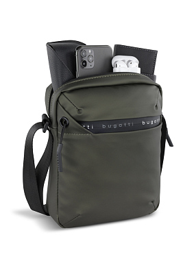 Сумка наплечная BUGATTI Blanc, оливковая, тарпаулин/полиэстер, 17х4,5х21 см