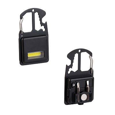 Брелок-мультитул-фонарь "Multy", черный (Чёрный)