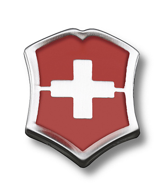 Значок VICTORINOX в форме креста на щите, металлический, красно-серебристый (Красный)
